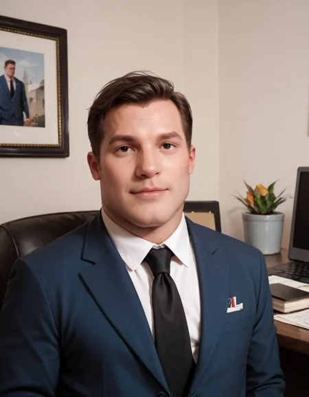 score_9, score_8_up, score_7_up, score_6_up, <lora:StanSmithV2-05:0.8>, StanSmithP, 1boy, male focus, short hair, black hair, black eyes, plump, formal, blue suit, black necktie, photo, office, dynamic angler, realistic, zPDXL3