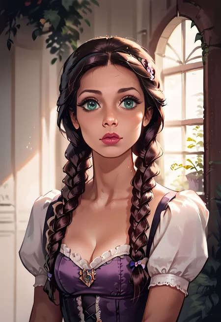 Score_9, score_8, a cute girl, Victorian dress, heaving bison, rating_safe, , Expressiveh, realistic, thotty_jessicaXL