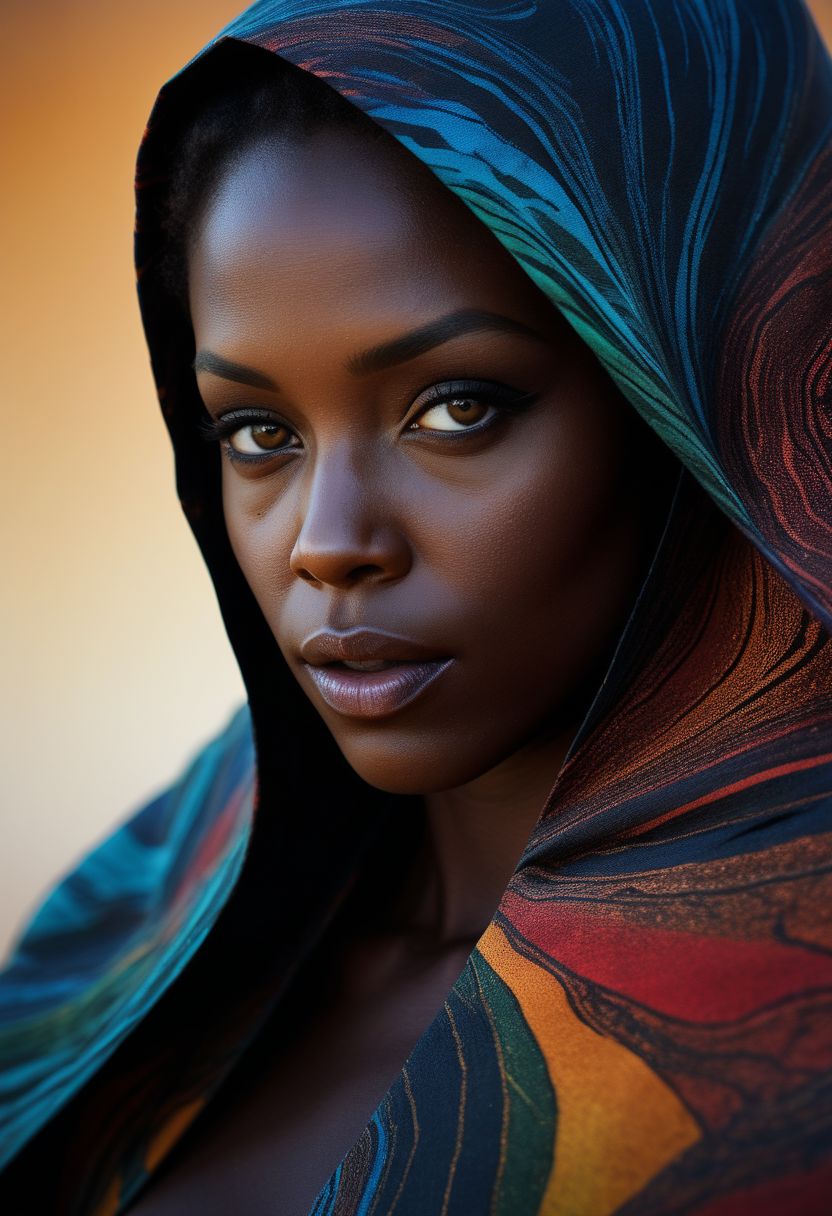 Very close-up mysterious silhouette of a coloured exotic woman with cape, african safari desert, goddess, alluring, by Minjae Lee, Carne Griffiths, Emily Kell, Steve McCurry, Geoffroy Thoorens, Aaron Horkey, Jordan Grimmer, Greg Rutkowski, amazing depth, double exposure, surreal, geometric patterns, intricately detailed, bokeh,  perfect balanced, deep fine borders, artistic photorealism , smooth,  great masterwork by head of prompt engineering   <lora:add-detail-xl:2>  <lora:Double_Exposure:0.5>
Close-up