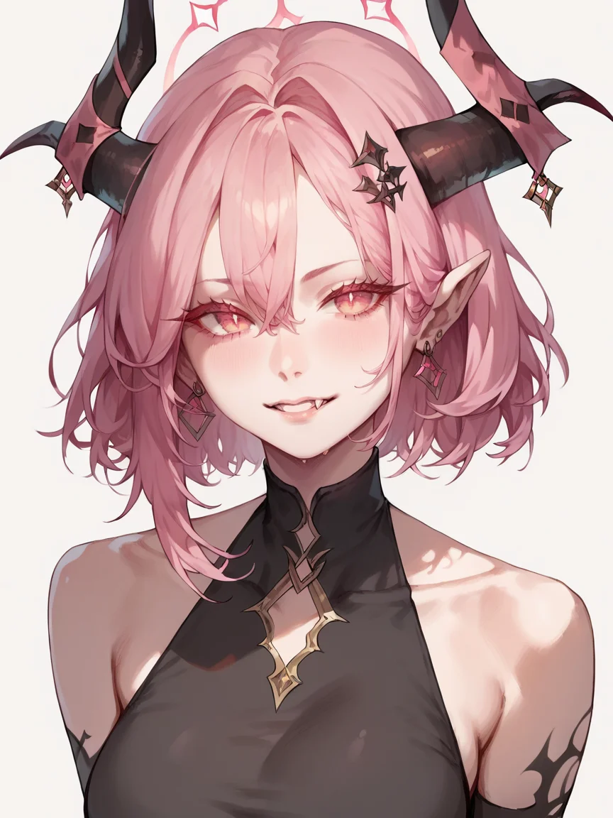 score_9, score_8_up, score_7_up, score_6_up, score_5_up, <lora:frengXLP:1> freng, 1girl, pink hair, horns