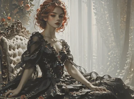 score_9, score_8_up, score_7_up, Environmental scene, character off to side, sitting in repose enjoying the view, 1girl, pale skin, medium breasts, <lora:sm0k3XLP:1>, <lora:goth_clothes:1>, lollita dress, black dress, lollita, red details, Shoulder length hair, unnatural haircolor, <lora:Our_Muted_Future_Style:1>, <lora:vivid_everclear:1>,