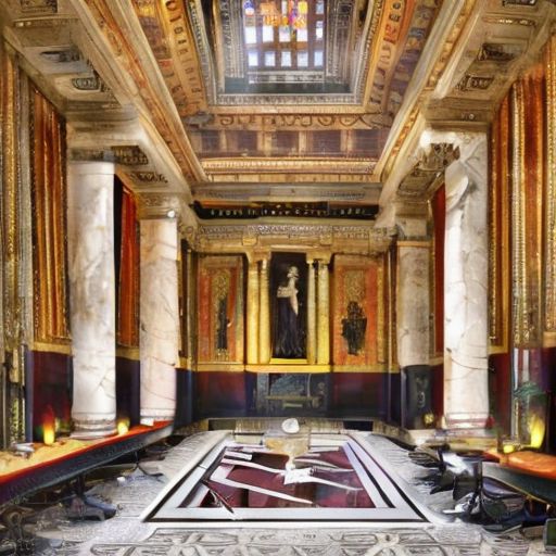 (masterpiece:1.2), (best quality,:1.2), 8k, HDR, ultra detailed, ((photorealistic)), professional light, cinematic lighting, fashion photography, ambient lighting, face lighting, <lora:detail_slider_v4:1>, Fantasy picture, OverallDetail, large ancient room with a marble table, and with a statue on the floor in the middle, RomInt, <lora:RomanInterior-10:1>, epiCPhoto