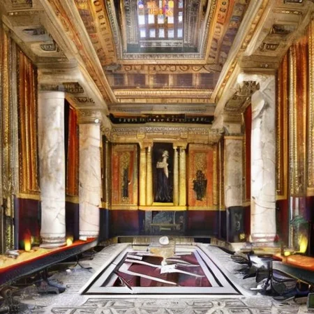 (masterpiece:1.2), (best quality,:1.2), 8k, HDR, ultra detailed, ((photorealistic)), professional light, cinematic lighting, fashion photography, ambient lighting, face lighting, <lora:detail_slider_v4:1>, Fantasy picture, OverallDetail, large ancient room with a marble table, and with a statue on the floor in the middle, RomInt, <lora:RomanInterior-10:1>, epiCPhoto