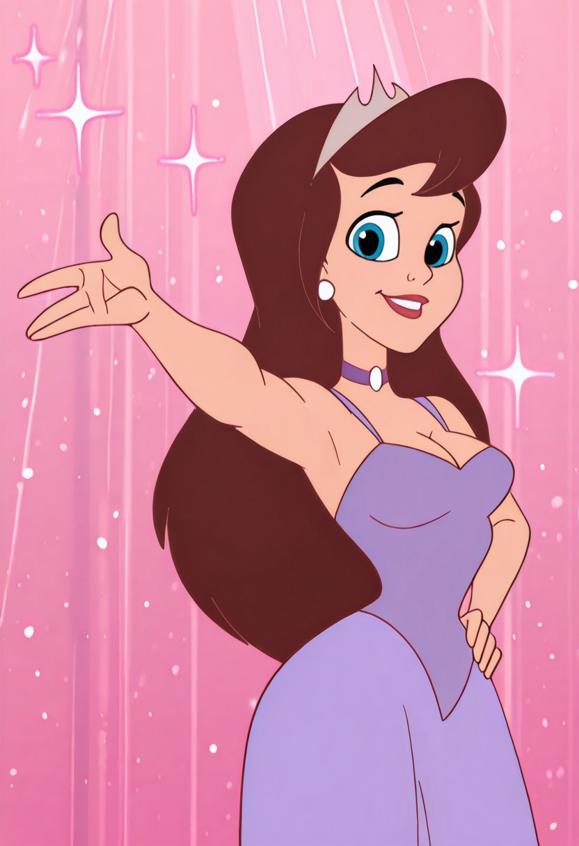 masterpiece, best quality, amazing quality, very aesthetic, absurdres, diives,
masterpiece, 8K, depth of field, focused subject, best quality,newest, absurdes, dynamic pose,dynamic ,
masterpiece, best quality, amazing quality, c14r4p, 1girl, brown hair, tiara, white earrings, purple choker, purple dress, outstretched arm, hand on hip, looking at viewer, smile, cowboy shot, pink background, (colorful sparkles background, light rays:0.9),
