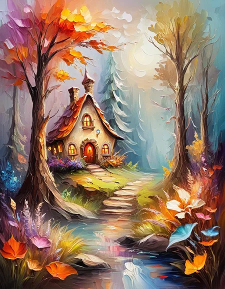 novuschroma25 style mystical fantasy land with enchanted forests, whimsical creatures as an impasto painting <lora:novuschroma25 style_light:1>