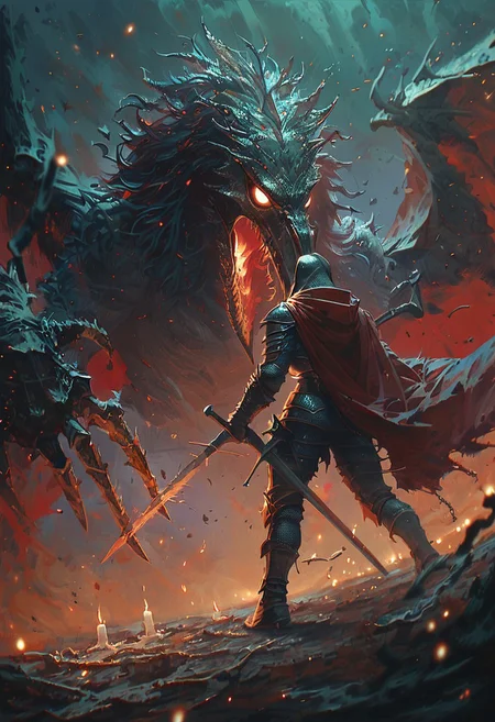 score_9
score_8_up
score_7_up
1girl
female warrior
dark armor
gothic
plague doctor mask
red hooded cloak
multiple weapons
sword
crossbow
claw-like extensions
skeletal hands
candles
dark background
foggy
desolate environment
sinister design
intricate patterns，Bosstyle