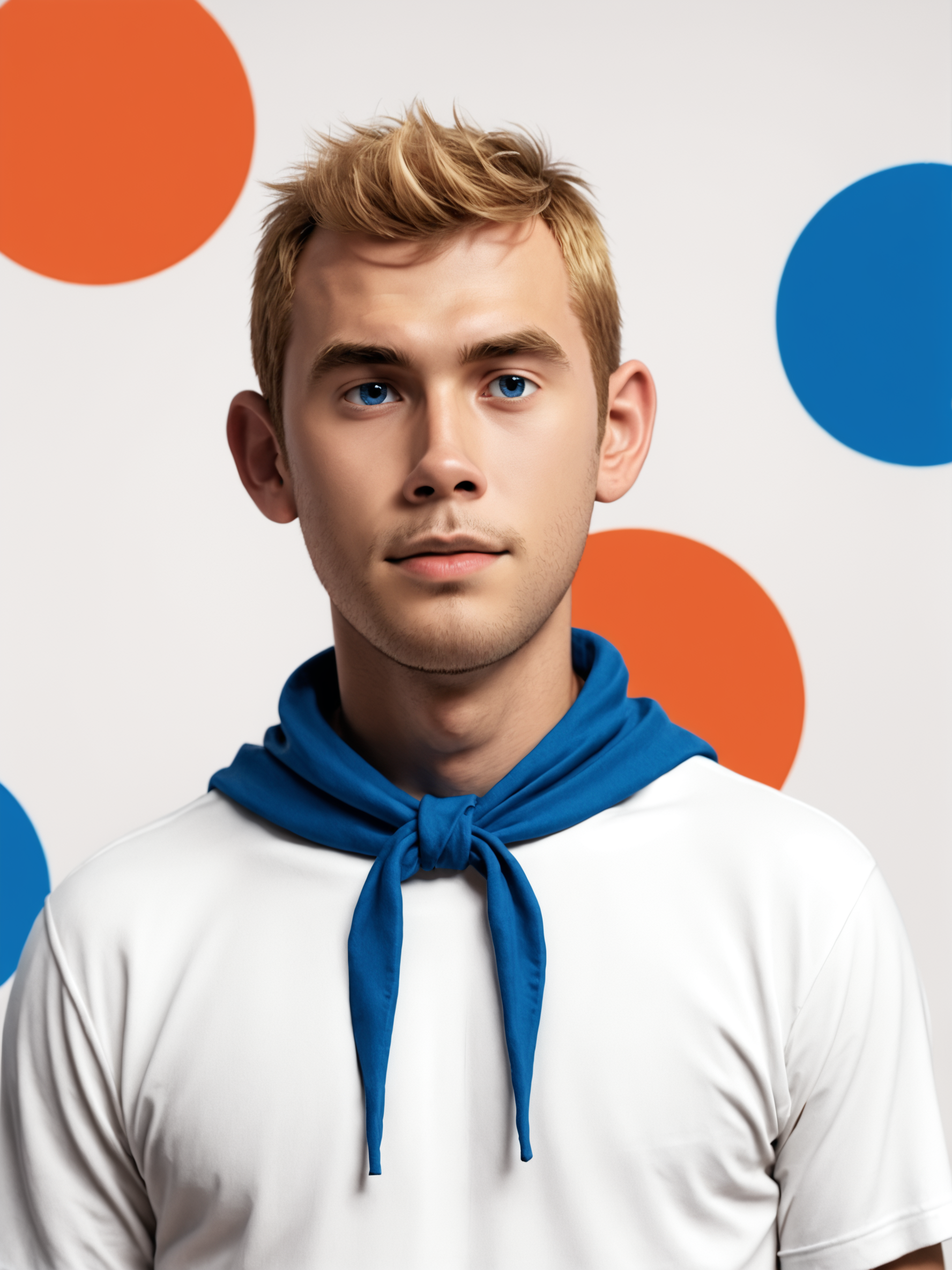 score_9, score_8up, score_7up, score_6up, score_5up, score_4up, abstract background, source_anime, rating_safe, BREAK
solo, 1boy, young male, vb_hank, blonde hair, blue eyes, white shirt, kerchief, photo, 3d, realistic, BREAK
 <lora:Hank_Venture_Classic_-_The_Venture_Brothers_-_PDXL:1.0>