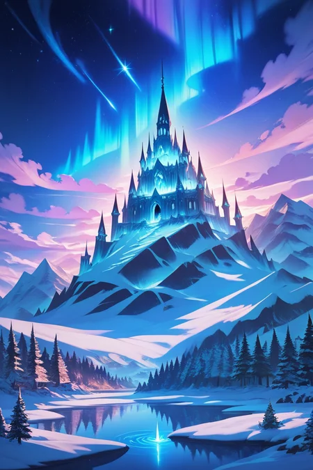score_9, score_8_up, score_8, ,,, AuroraSpireCastle, night, snow, lake, shooting stars, ,<lora:AuroraSpireCastlePDXL:1.0>, ,,, smile, looking at viewer, ,,, embedding:zPDXL, <lora:SDXLFaeTastic2400:0.5>,