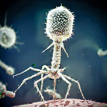 <lora:Phage_XL-000014:1> phage, grayscale, attacking bacteria
