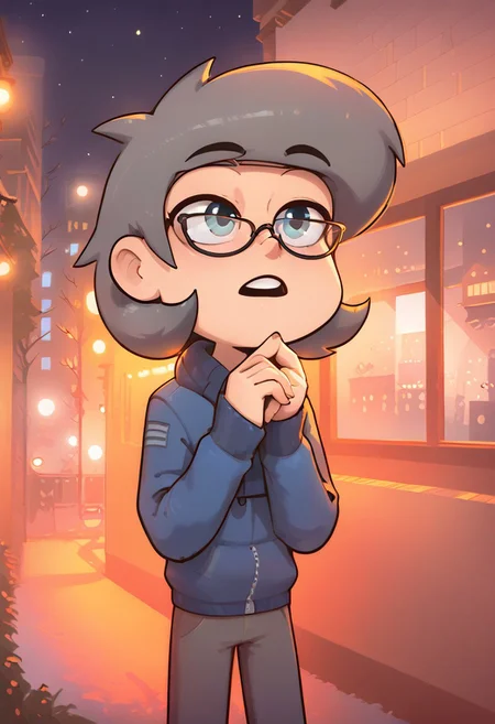 score_9, score_8_up, score_7_up, score_6_up, 13kartKuromaku, Kuromaku, boy, grey hair, glasses, winter, evening, city, neon light, winter, evening, city, neon light, cinematic lighting, golden hour lighting, volumetric lighting, city streets, hair fluttering in the wind, dynamic lighting,