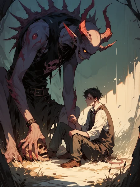 score_9, score_8_up, score_7_up, score_6_up, <lora:cr33pXLP:1> cr33p, 1boy, demon,