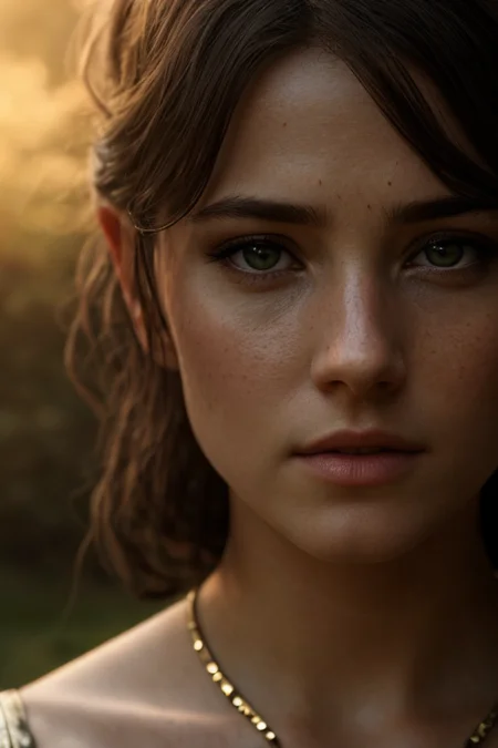 (detailed face, detailed eyes, clear skin, clear eyes), lotr, fantasy, elf, female, full body, looking at viewer, portrait, photography, detailed skin, realistic, photo-realistic, 8k, highly detailed, full length frame, High detail RAW color art, piercing, diffused soft lighting, shallow depth of field, sharp focus, hyperrealism, cinematic lighting
