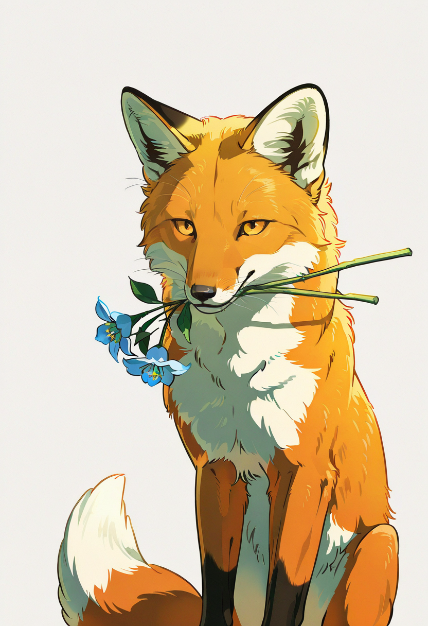fox,no humans, flowers