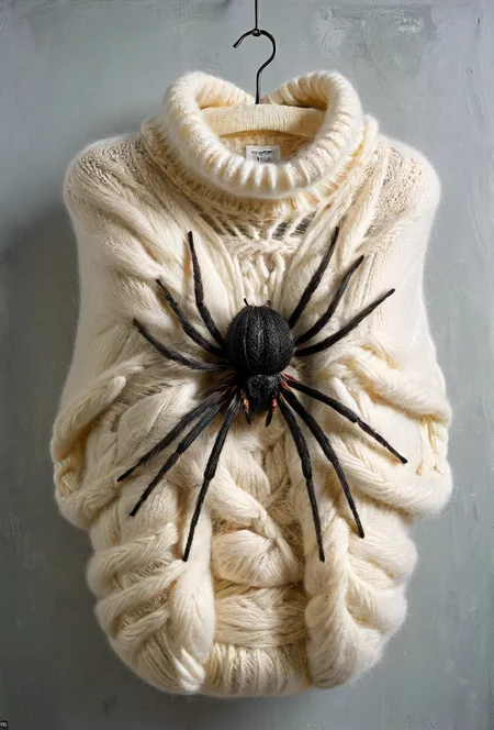 omg :O, is that for me? As a common spider, it might come in handy to web knit an over-sized pullover, <lora:ral-smolinzect:0.4> <lora:Cute_Drawing:0.3>, <lora:spiderweb:0.7>