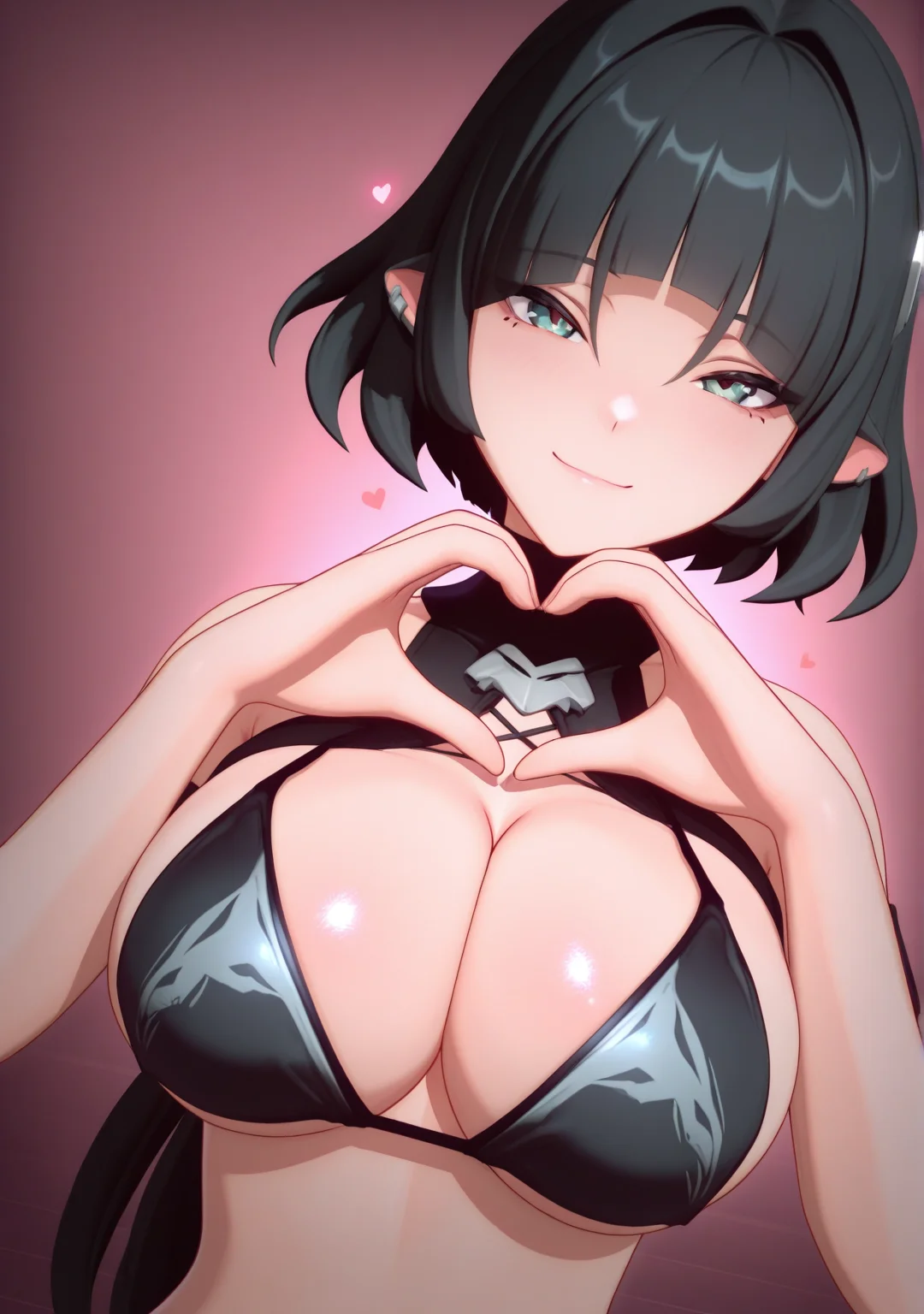 masterpiece,best quality,amazing quality,
1girl,looking at viewer,upper body,bikini,heart hands,
<lora:blobcgstyle:1>,blobcgstyle,3d,(jane doe \(zenless zone zero\):0.5),