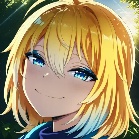 16k, 8k, 4k,
best quality, extremely detailed fine touch, hyper detailed, highly detailed, top quality, extreme quality, ultra details, absurdres, masterpiece,
amazing details, beautiful illustration, detailed face,
high resolution, highres,
digital painting, anime,
very aesthetic, natural light, sun light, light rays, dappled light, reflection, shadows, ray tracing, soft lighting,
bright colors, vivid colors, hdr, volumetric lighting,
<lora:smug face meme(SDXL):1> smug,
<lora:Planya(sdxl):0.8> Planya, 1girl, blonde hair, (multicolored hair:1.5), blue hair, blue hair ends, blue eyes, ahoge, hair between eyes, bangs,