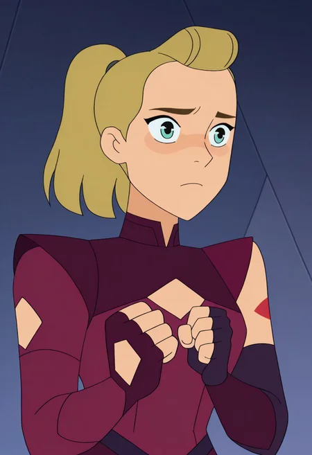 Spopstyle, upper body shot, CHAdora, ADOHair Style, CABodysuit, Single Leather Sleeve, simple background,
BREAK 
Determined: Intense gaze, clenched fists, and a firm expression, showcasing unwavering resolve and focus