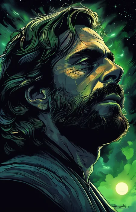 masterpiece,best quality,<lora:tbh160-sdxl:0.9>,illustration,style of Dan Mumford,portrait of jedi,