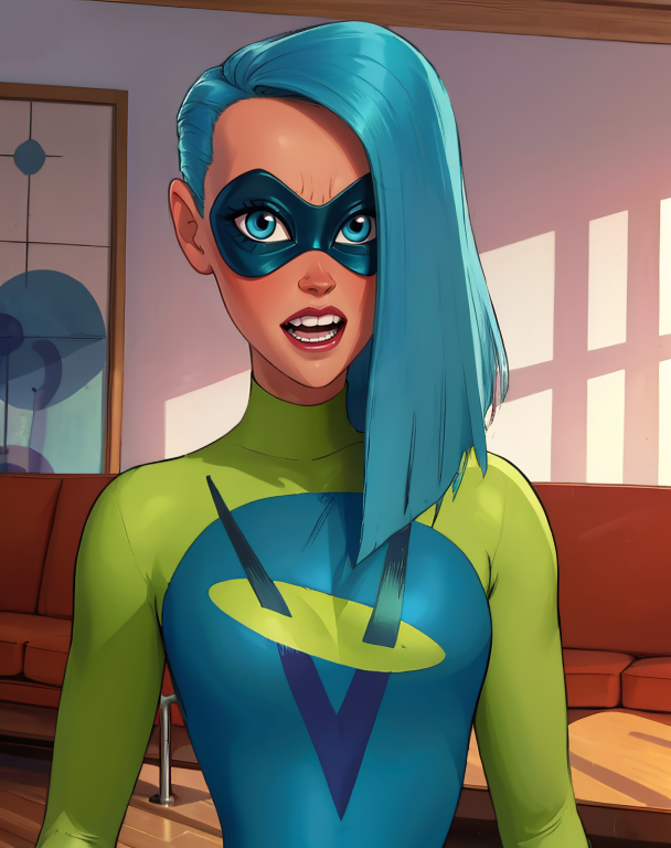 Voyd,blue hair,blue eyes,teeth,
domino mask,bodysuit,skin tight,
standing,upper body,
indoors,blue portals,
(insanely detailed, masterpiece, best quality),<lora:Voyd:0.8>,
