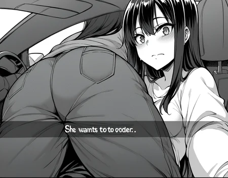 score_9, score_8_up, score_7_up, source_anime, <lora:saki-yoshida-manga-ponyxl-lora-nochekaiser:1>, saki yoshida, long hair, monochrome, greyscale, black hair, medium breasts, <lora:he-wants-to-order-ponyxl-lora-nochekaiser:1> he wants to order, he wants to order (meme), drive-thru, snapchat, side-view mirror, car interior, car seat, steering wheel, car interior, three quarter view, lying on person, selfie, 1boy, ass, pants,, blush,,