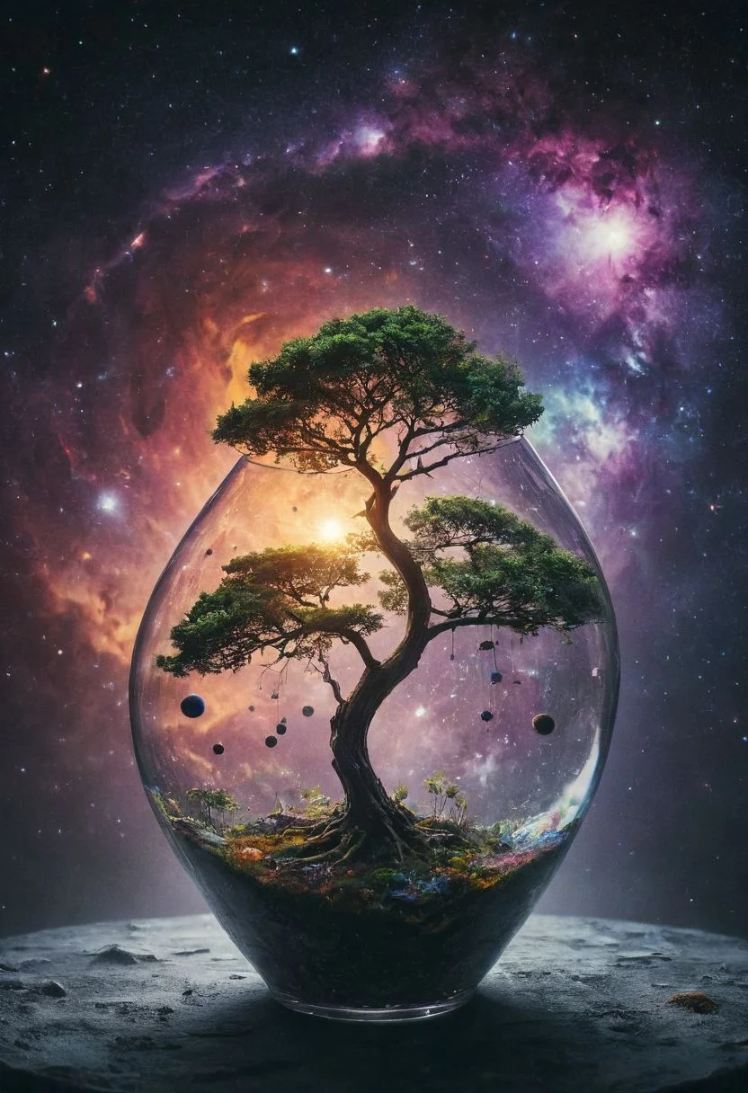 What if there was a solar system inside a large glass vase emanating the bright colors of the galaxy and a incredible tree full of stars around it came out of the vase?
Wide range of colors., Dramatic,Dynamic,Cinematic,Sharp details
Insane quality. Insane resolution. Insane details. Masterpiece. 32k resolution.
<lora:add-detail-xl:0.95> <lora:dvr-lnds-sdxl:0.3> dvr-lnds-sdxl <lora:MJ52:0.25> <lora:ral-apoctvisn-sdxl:0.3> ral-apoctvisn <lora:zavy-cntrst-sdxl:0.35> dark, chiaroscuro, low-key <lora:zavy-rmlght-sdxl:0.41> zavy-rmlght <lora:SDXLFaeTastic2400:0.225>