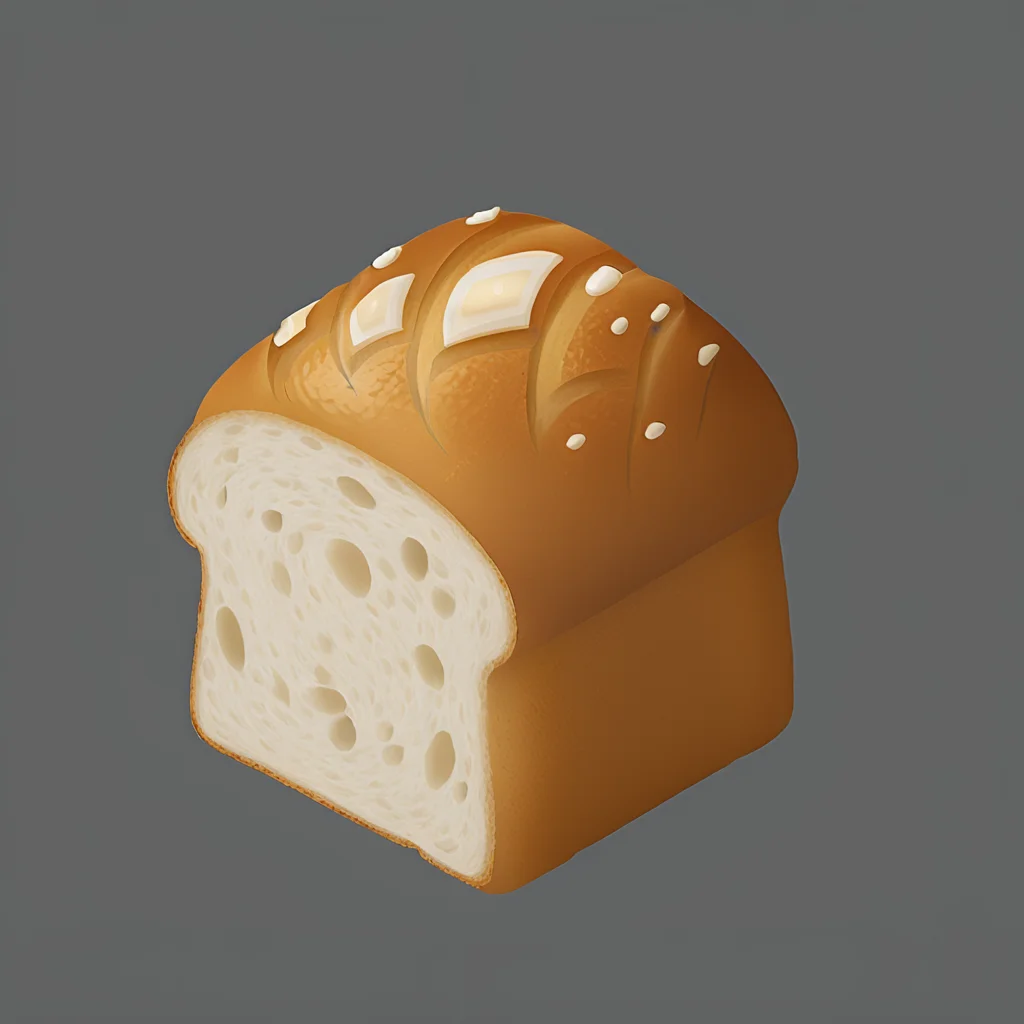 food, made of bread, isometric, solo, simple background, no humans, grey background, 1cube <lora:materials_and_textures_sphere_orb_SDXL:1>
