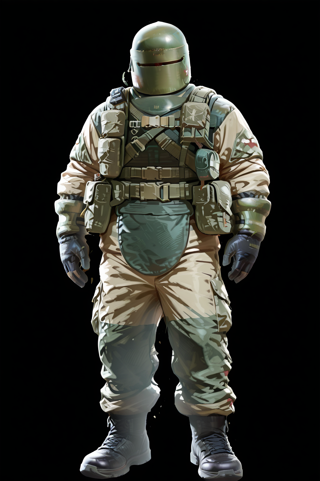 1boy,t@chanka,<lora:zoroj_IL_2:0.8>,<lora:Rokudenashi_Style_V1_ILXL:0.6>,front view,helmet,full body,<lora:tachanka_ORIGINAL:1>,, high quality,best quality,highres,detailed,perfect anatomy,masterpiece,aesthetic