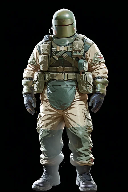1boy,t@chanka,<lora:zoroj_IL_2:0.8>,<lora:Rokudenashi_Style_V1_ILXL:0.6>,front view,helmet,full body,<lora:tachanka_ORIGINAL:1>,, high quality,best quality,highres,detailed,perfect anatomy,masterpiece,aesthetic