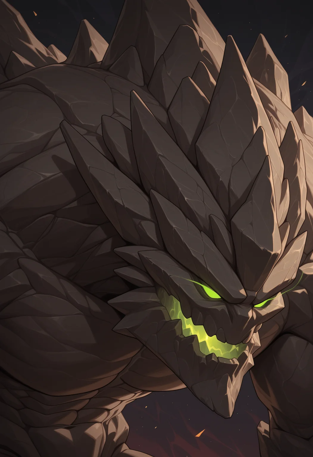 solo, 1boy, male focus, portrait, malphite, monster, green eyes, glowing eyes, no pupils, hunched over, muscular, abstract background, multicolored background,
perfect anatomy, masterpiece, perfect quality, best quality, detailed, newest, very aesthetic <lora:Malphite_LoL_V1_ILXL:0.8500000000000002>