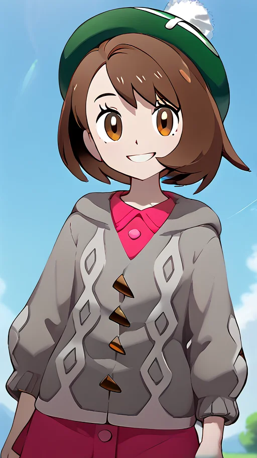 score_9, score_8_up, score_7_up, BREAK, 1girl, Gloria, bob cut, pink dress, grey cardigan, green headwear, tam o' shanter, brown footwear, boots, plaid socks, green socks, looking at viewer, official style, smile, upper body, <lora:Gloria:1>   <lora:naip33:1>