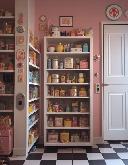 score_9, score_8_up, score_7_up,
m4x1m4l, indoors, no humans, cat, scenery, door, shelf, refrigerator, checkered floor, 
<lora:maximalism-m4x1m4l-indoors-Pony-v1:1.0>