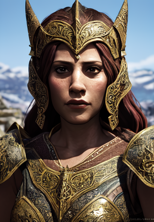 a woman, sfw, <lora:Nord-Female:0.8>, Nord-Female, 1girl, solo, portrait, armor,, diamond body, (masterpiece, best quality, absurdres, detailed, ultra-detailed:1.3), hot