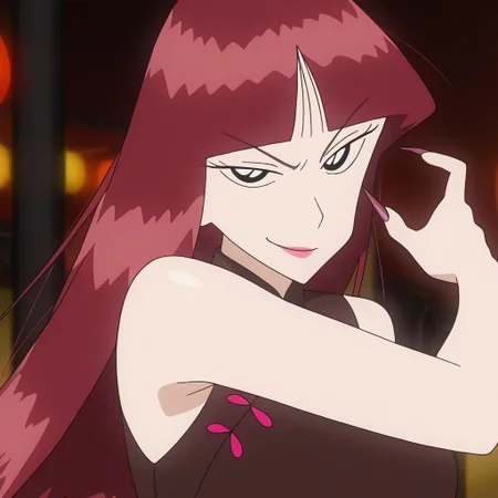 1girl,shiny skin,glistening skin,8k,<lora:omegaran_noob1.1_v1:1> ranomega, red hair, makeup, bangs,blunt bangs, very long hair,china dress,sharp fingernails,fingernails,long claws,long_nails, BREAK
hand up,smirk,upper body,looking at viewer,BREAK
explicit,masterpiece, best quality, very aesthetic, absurdres,anime screencap