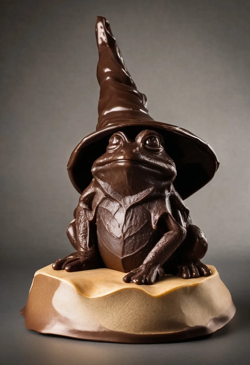 chocolate frog with a wizard hat made of chocolate