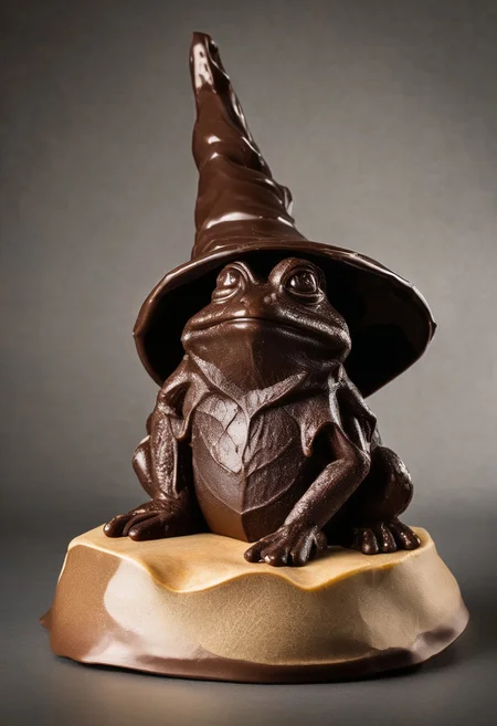 chocolate frog with a wizard hat made of chocolate