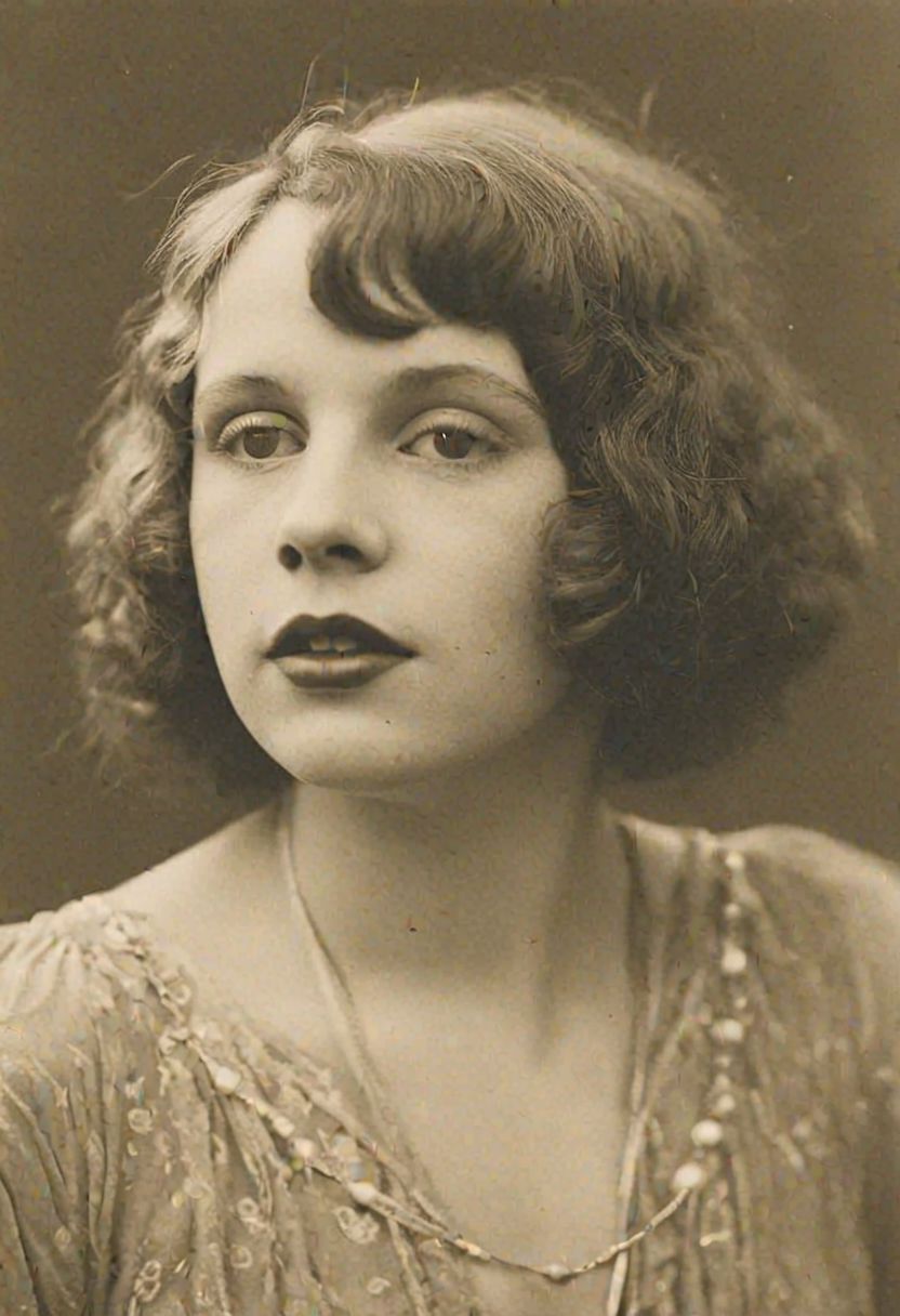 Vintage photo in 1920s of a young woman