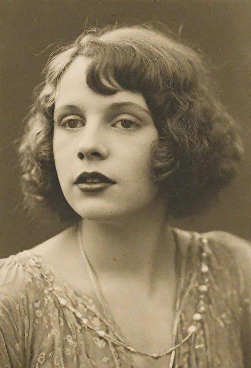Vintage photo in 1920s of a young woman