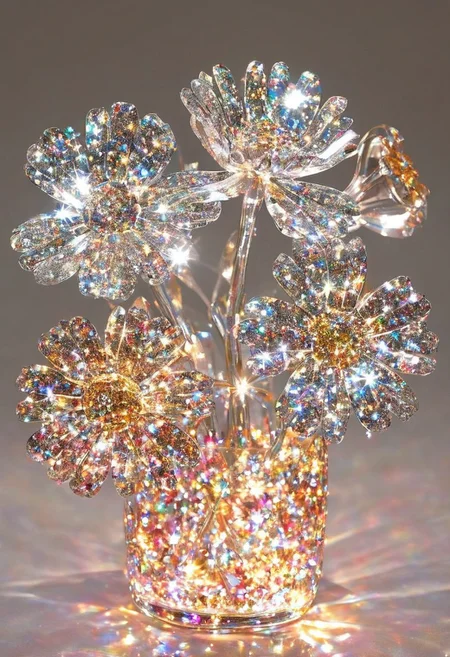 <lora:gl4ssj3mSDXL:1> gl4ssj3m, still life, shiny, sparkle, glass flower
