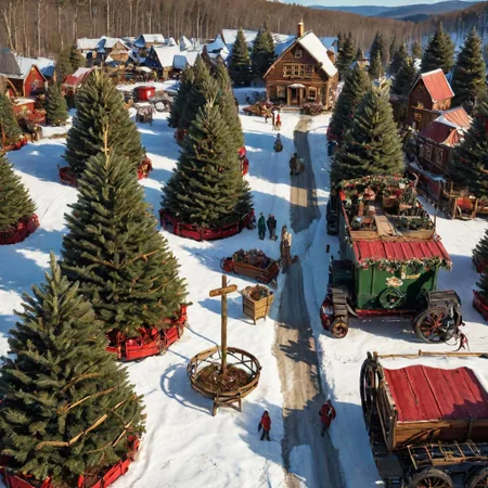 (((4k uhd))), (((high dynamic range:1.8))), ultra detailed, real photographic nikon z7, rich color, christmas tree farm 1920's, rockwell masterpiece, highly detailed environment, (((highly detailed objects:1.4))), disco elysium OverallDetail
