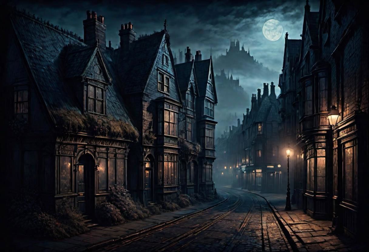 a landscape of a UK town, coast city,,
dark ambient, horror vibe, blueish fog, victorian epoch, 
Lovecraft theme,  
masterpiece, highly detailed,
EdobHorrorLandscape,
OverallDetail,