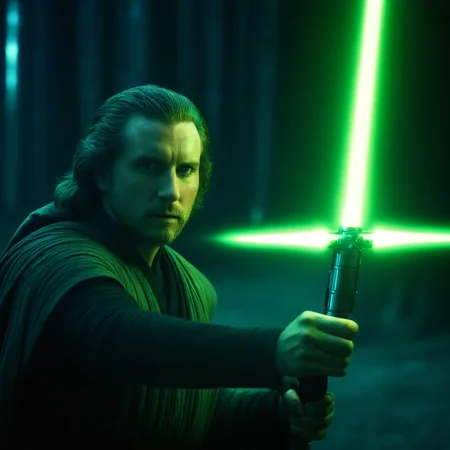 cinematic film still of  <lora:Crossguard quillons_lightsaber:0.4>
In star wars universe a jedi with quillons_lightsaber in the dark star wars style
 <lora:star wars style:1>, shallow depth of field, vignette, highly detailed, high budget, bokeh, cinemascope, moody, epic, gorgeous, film grain, grainy