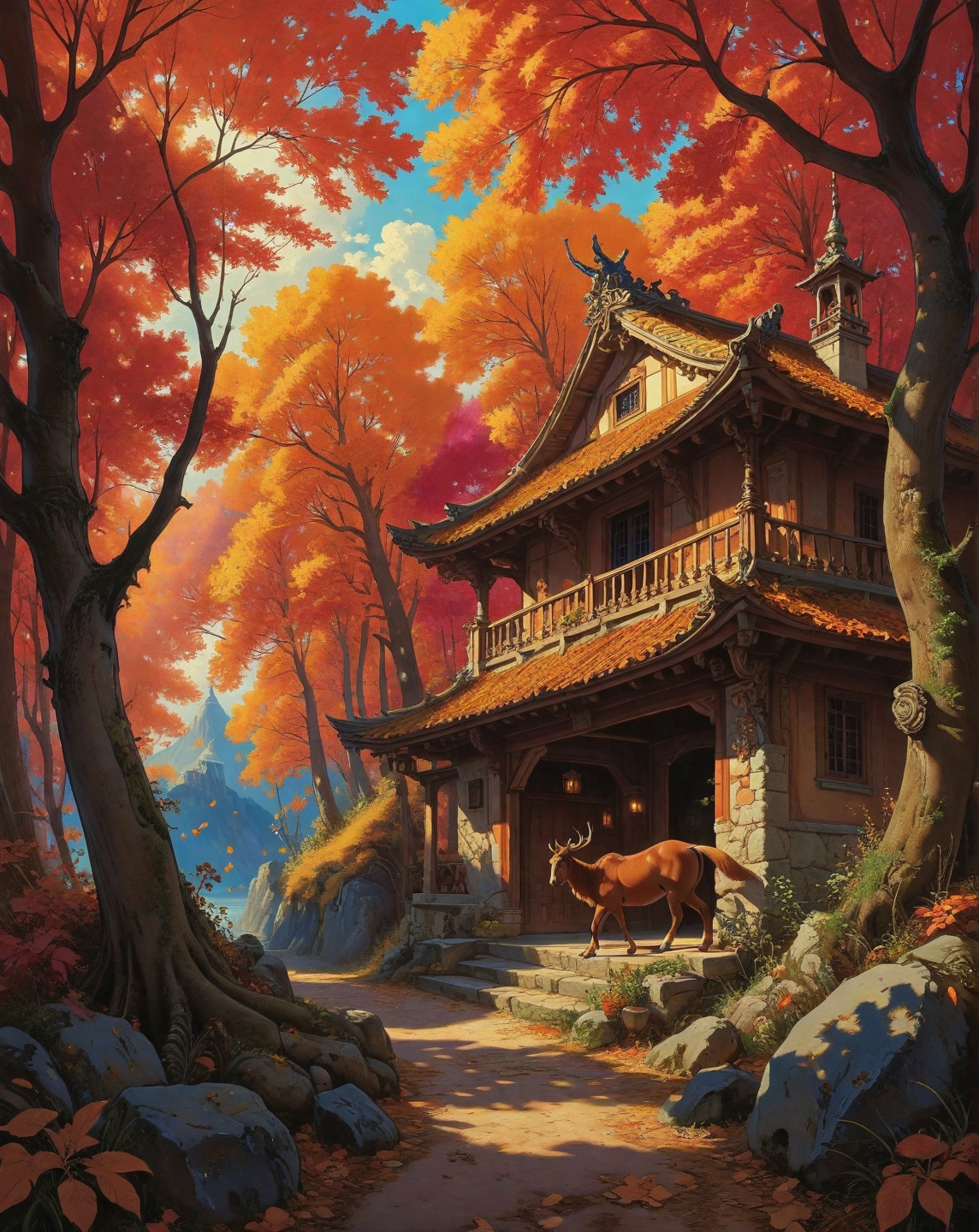 Renaissance style, Baroque, anime artwork Ivan Shishkin (botanical precision), Autumn maple grove with crimson canopy, salamander under log, icehouse dug into hillside,roe deer barking alarm.,
<lora:Wild_Anime_2025:0.7>,
<lora:风格:0.7> style2,
<lora:extremely_detailed:0.7> extremely detailed ,
<lora:aidmaImageUpgraderSDXL-v0.3:0.5> aidmaImageUpgrader,
<lora:add-detail-xl:0.7>,
<lora:HyperdetailedColoredPencilIl:0.3>  ArsMJStyle, Colored pencil hyperdetailed realism, . anime style, key visual, vibrant, studio anime,  highly detailed, Fantasy painting art style, imaginative, dynamic composition, professional-grade execution, creates immersive world and landscape, painterly, epic, magical, dramatic, exuberant, grandeur, baroque art, oil painting art style from Renaissance period, masterful composition, Renaissance mood, renaissance oil painting, brush strokes, Realistic, perspective, light and shadow, religious or mythological themes, highly detailed