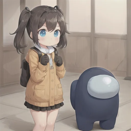 1girl as amongus, amongus, tokyo city, twintail, cute <lora:amongus:0.8>