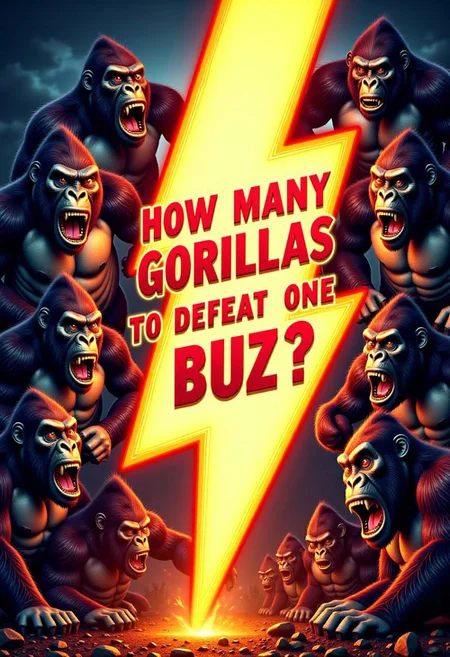 Large lightning-bolt shaped object surrounded by multiple angry gorillas.
(((Text that says "how many gorillas to defeat one buzz")))
aidmatextimprover