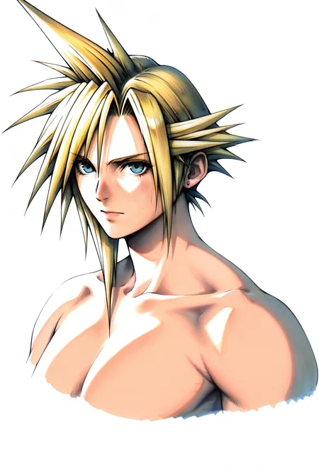 best quality, newest, absurdres, highres, (masterwork, masterpiece, best quality, hyper-detailed :1.3), 

cloud strife,

,white background, plain background, ff7,