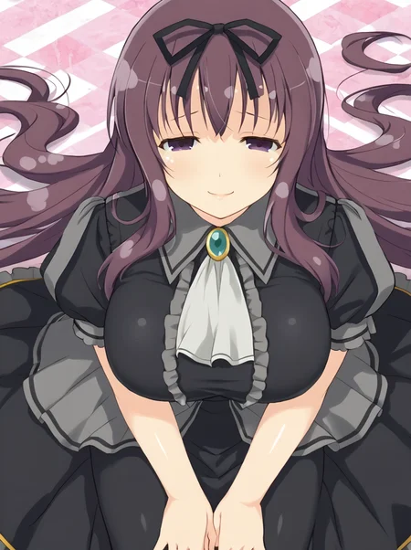 detailed background, shiny skin, posing,
<lora:murasaki.pony:1.0>,
murasaki, aaa,
half-closed eyes, seductive smile,
sit, high angle,