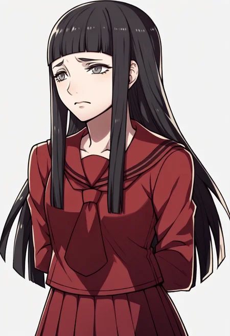 score_9, score_8_up, score_7_up, source_anime BREAK 1girl, solo,
<lora:zs_FatesPortraitsXL:1> fatesportraits, portraits, white background
<lora:zs_KayaXL:1> kayadsrk, black hair, long hair, blunt bangs, grey eyes, red serafuku, long sleeves, red skirt, pleated skirt, sad, plain background