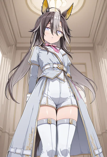 (masterpiece, best quality, newest, absurdres, highres), mnmbcstyle,
alternate costume, snowy integrity, long sleeves, jacket, knee boots, white footwear, skirt, white shorts, bowtie, white thighhighs,
dreamjourney, hair between eyes, glasses, <lora:DreamJourneyIL:1> <lora:mnmbcstyleV1X210:1> <lora:ILL_Snowy_Integrity_V1:1>