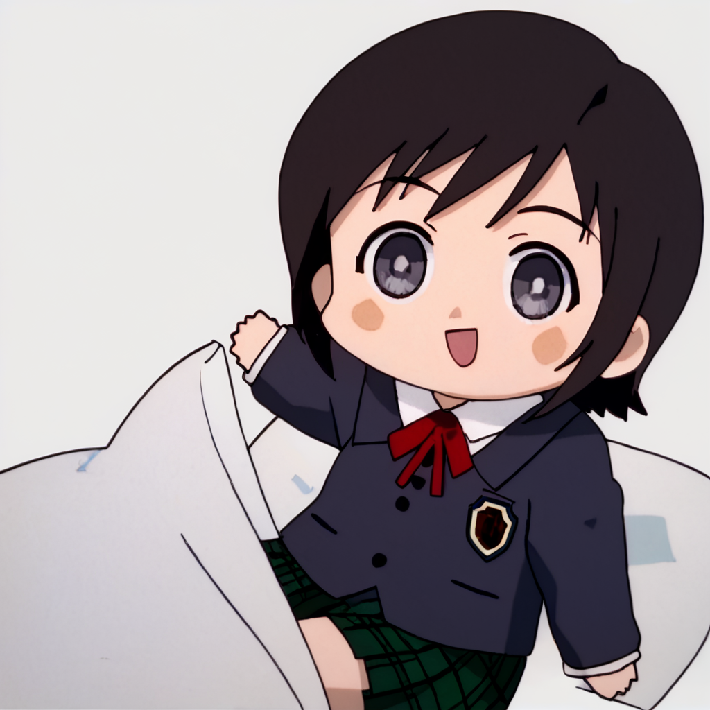 score_9, score_8_up, score_7_up, score_6_up, BREAK masterpiece, high quality, perfect hands, white background, 1girl, solo, <lora:Mizuki_Alice_PDXLv0-e55:0.8> mizuki alice, school uniform, neck ribbon, green plaid skirt, <lora:Seggs_XLPD:1> Seggs, chibi, open mouth, smile, grey eyes,