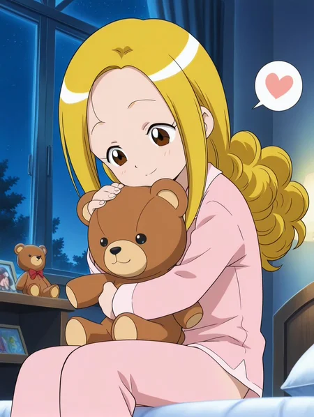 1girl,shiny skin ,<lora:tamaki_ill_v2:0.85> ojatamakir, long hair, blonde hair, brown eyes,pajamas,BREAK
holding stuffed toy,teddy bear,hug,petting,bedroom,sitting,light smile,night,BREAK
Explicit,masterpiece,best quality,amazing quality,spoken heart,open mouth,